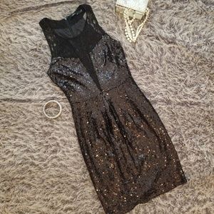 Ark & Co Sequin & Lace Black Dress